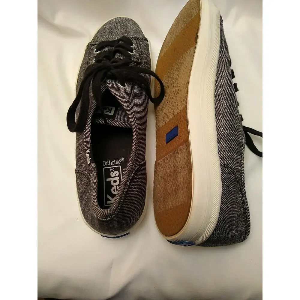 Keds women's size 9.5 Kickstart Denim Twill Black sneakers.